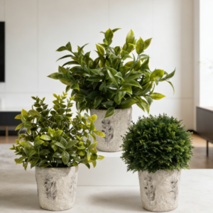 3-Piece Set: Concrete-Style Faux Plants (Farmhouse Decor)