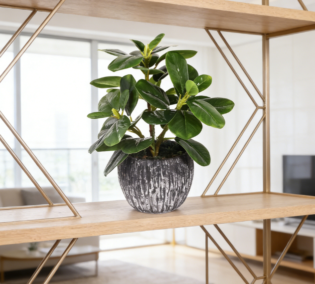 Realistic-Touch Faux Oak Leaf Pot (Waterproof) - Image 2