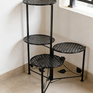Metal Plant Stand with Multiple Shelves for Flower Pots, Black Finish (set of 5)