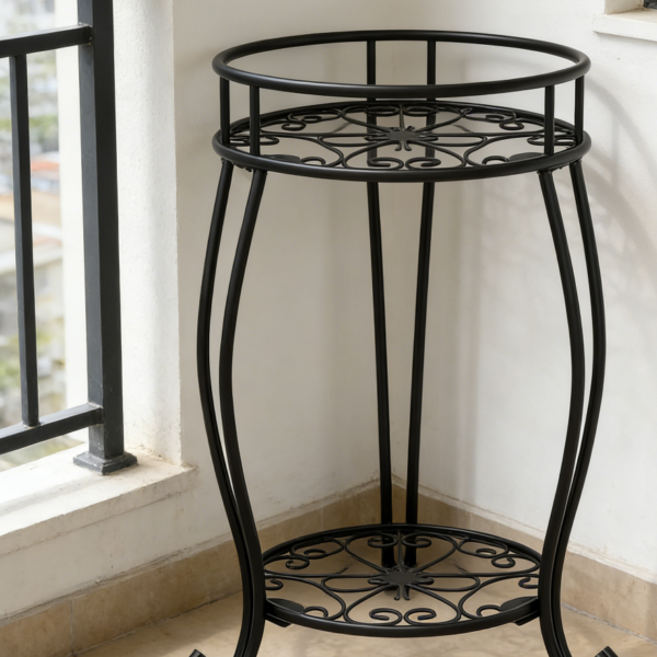 Metal Plant Stand for Flower Pots in Black Finish (set of 4)
