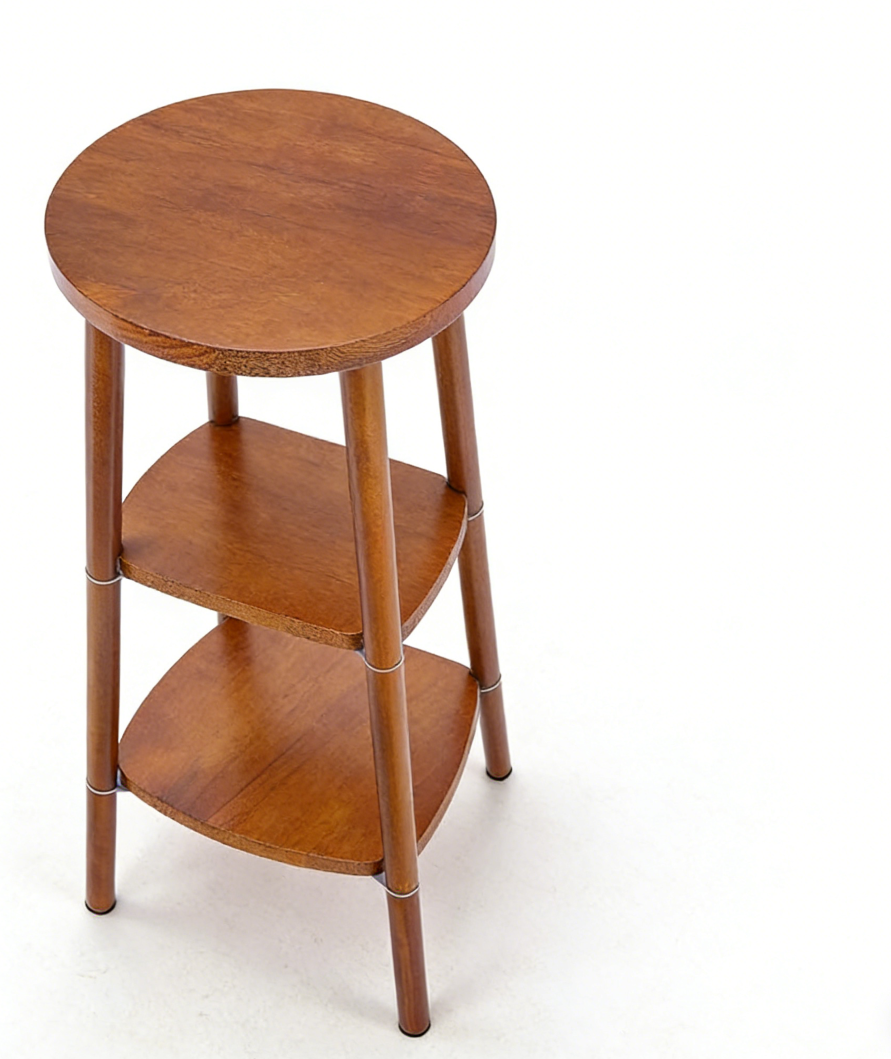 Tall Wooden Plant Stand in Walnut Finish with Flower Pot Shelf (set of 4) - Image 2