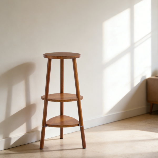 Tall Wooden Plant Stand in Walnut Finish with Flower Pot Shelf (set of 4)