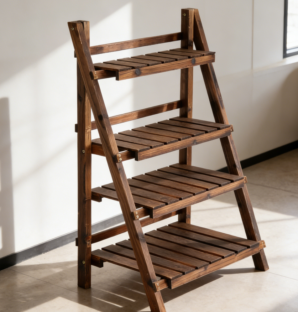 Folding Wooden Plant Stand Ladder for Displaying Flower Pots (set of 5)