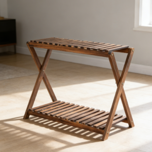 Slim Wooden Plant Stand with Cross Frame for Flower Pots (set of 4)