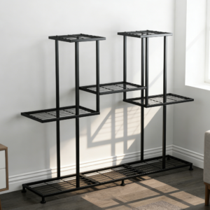 Black Steel Metal Plant Stand with Flower Pot Shelf (set of 5)