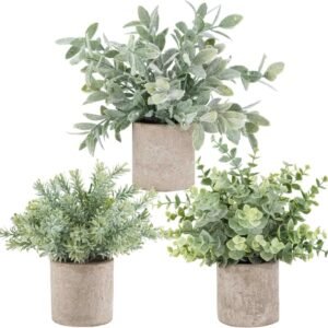 3-Piece Set: Spherical Faux Eucalyptus Potted Plants