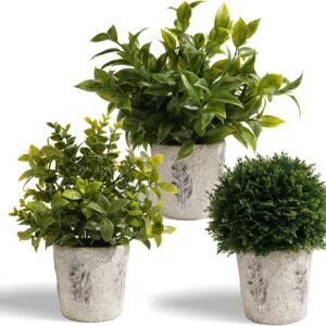 3-Piece Set: Concrete-Style Faux Plants (Farmhouse Decor)