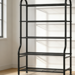 Tall Metal Plant Stand with Adjustable Levelling Feet in Black (set of 5)