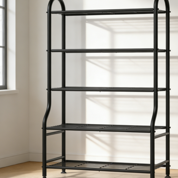 Tall Metal Plant Stand with Adjustable Levelling Feet in Black (set of 5)